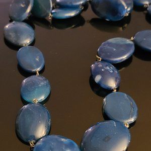 Large Long Chunky Blue Onyx Necklace-Red Carpet necklace-African Neckalce